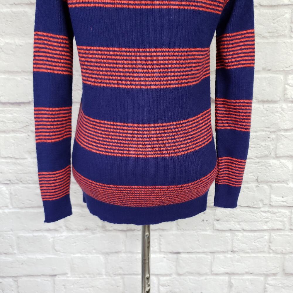 Vintage 70s Bradley Blue & Red Stripe V-neck Grandpa Cardigan Sweater Fits XS/S - Picture 13 of 14